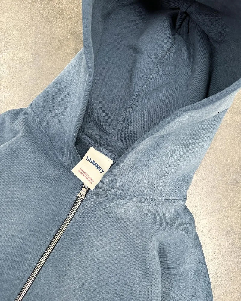 Y2K Harajuku Style Fashion Gothic Blue Gradient Zipper Hoodies Men Streetwear Hip Hop Casual Joker Couple Sports Sweater Top 250225