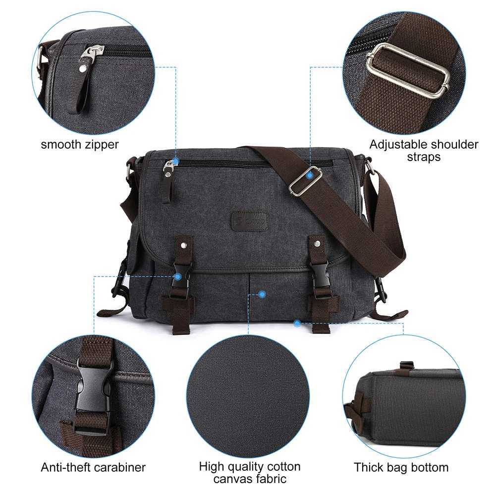 mens canvas shoulder bag casual handbag travel mens cross body bag luxury messenger bag fashionable and high-quality mens handbag wallet Z250225