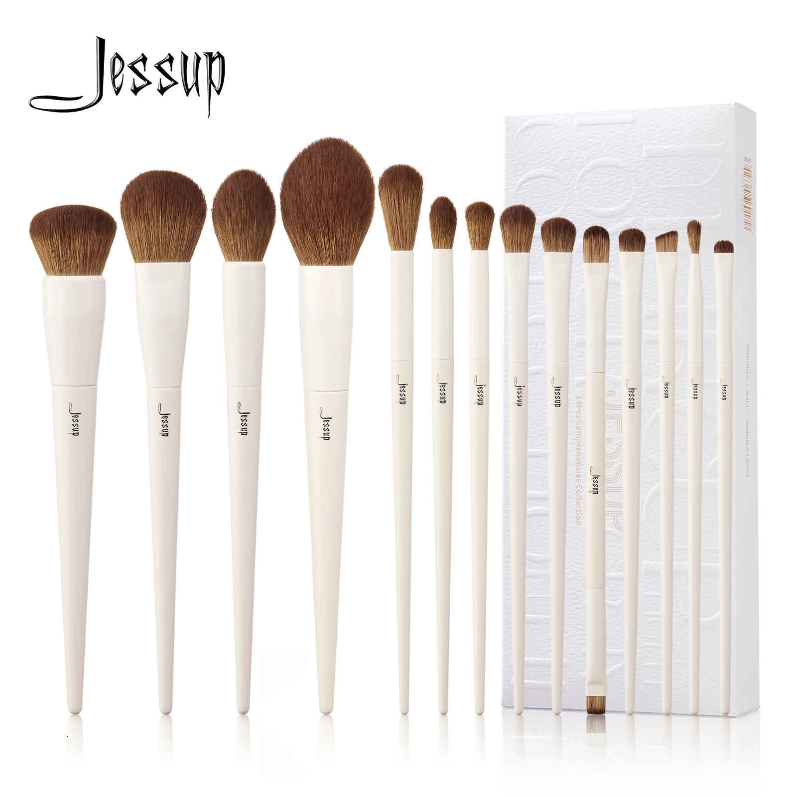 Jessup Makeup Brushes 10-14pc Makeup Brush set Synthetic Foundation Brush Powder Contour Eyeshadow Liner Blending Highlight T329 250224