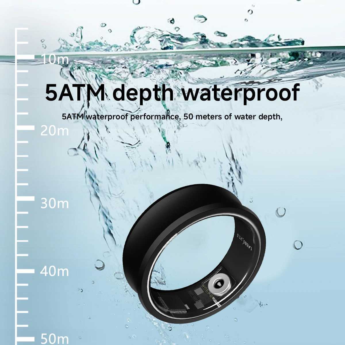 SIMSONLAB Smart Ring 5ATM Waterproof Sleep Monitoring Blood Pressure Monitoring Multi functional Exercise Pedometer W250225
