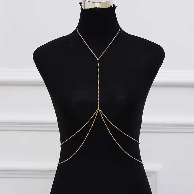 Sexy Chest Chain Bra Bikini Belly Waist Chain for Women Girls Cross Fa Suit Beach Harn Necklace Breast Body Chain JewelryXJ250224