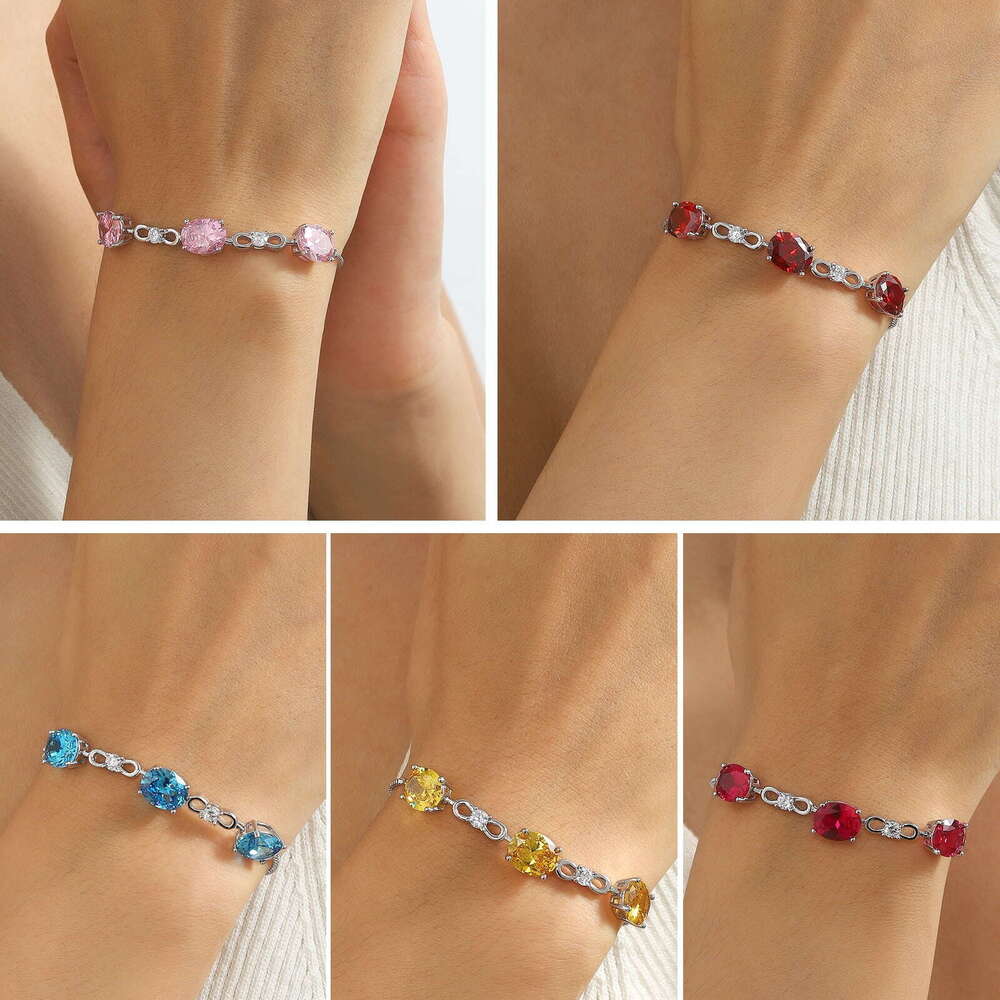 e Bracelet Sterg Sier Blue Aquamarine Bracelets Oval Jewelry Women Girls Mother Christmas Birthday Gifts