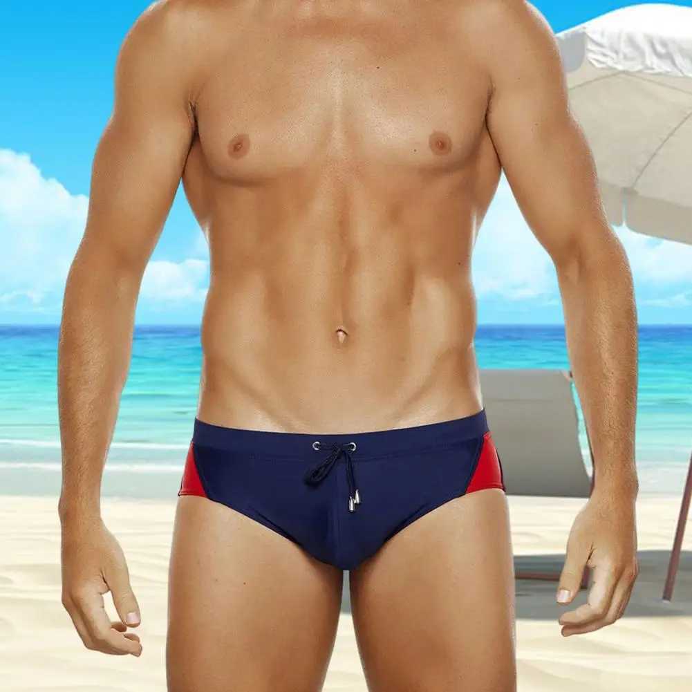 Mens Swimming Briefs Low Waist Drawstring Quick Dry Swimwear Slim Fit Bathing Surfing Water Sports Swimming Trunks Swim ShortsXJ250224