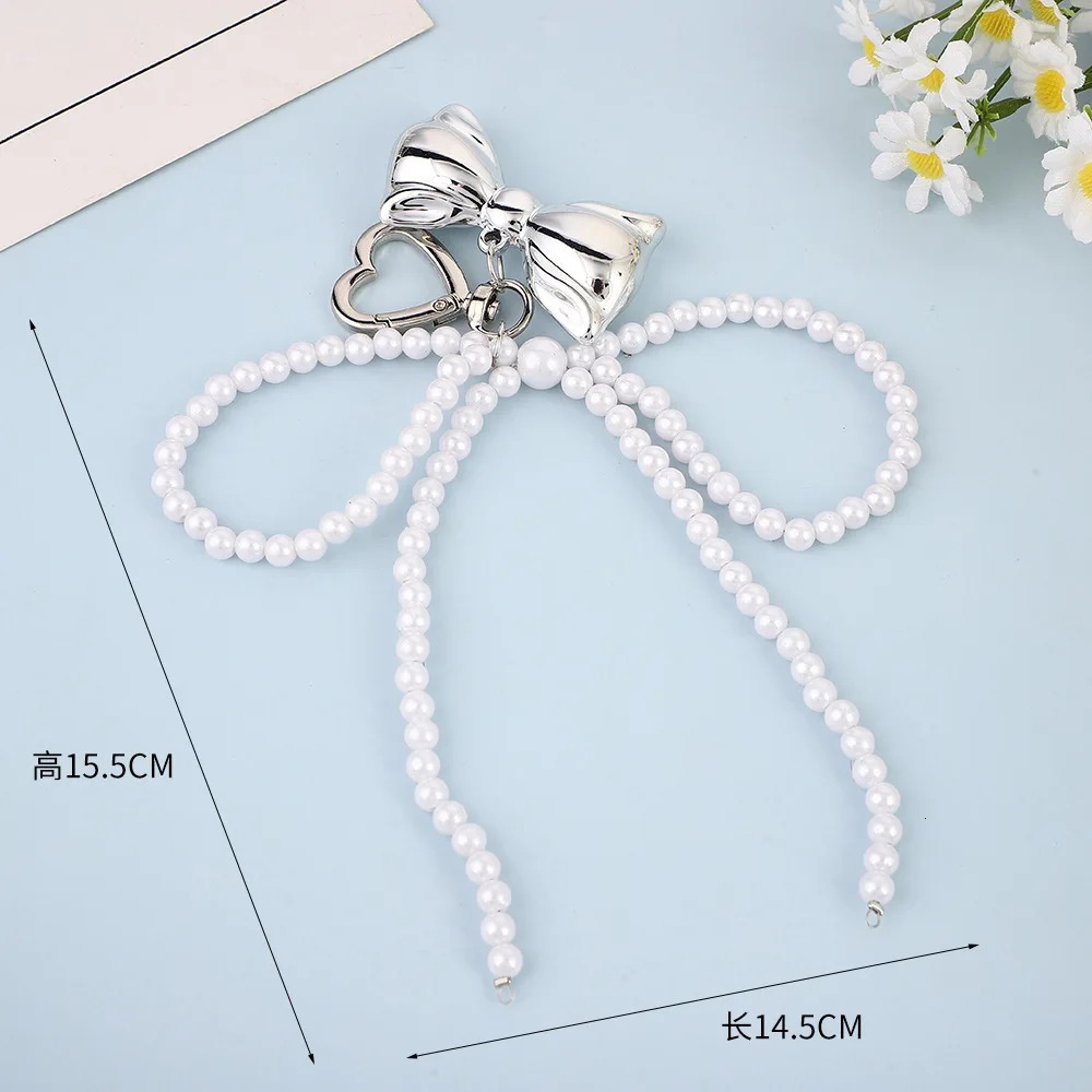 Yupsk Elegant Sweet Beads Pearl Bowknot Keychain Heart Pendant Keyring Y2K Aesthetic Key Chain Holder for Bag Accessories 250224