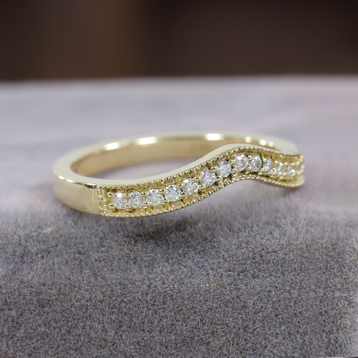 Jewelry 1.20 mm Round Cut Lab-Grown Diamond Chevron Dainty Half Band Matching Eternity Band For Engagement For Womens Gift