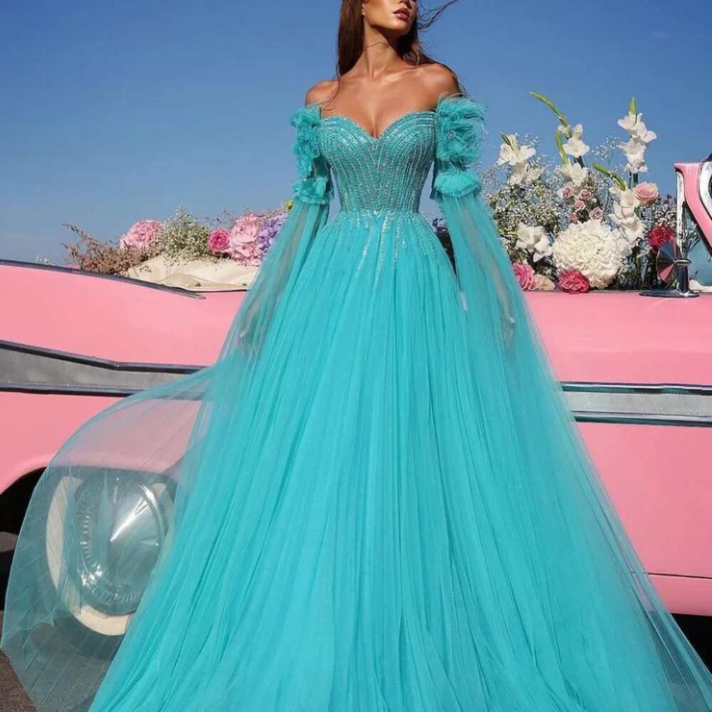 dear a ha evening with beads sequins exquisite to the floor sweep train party dresses prom dress 2023