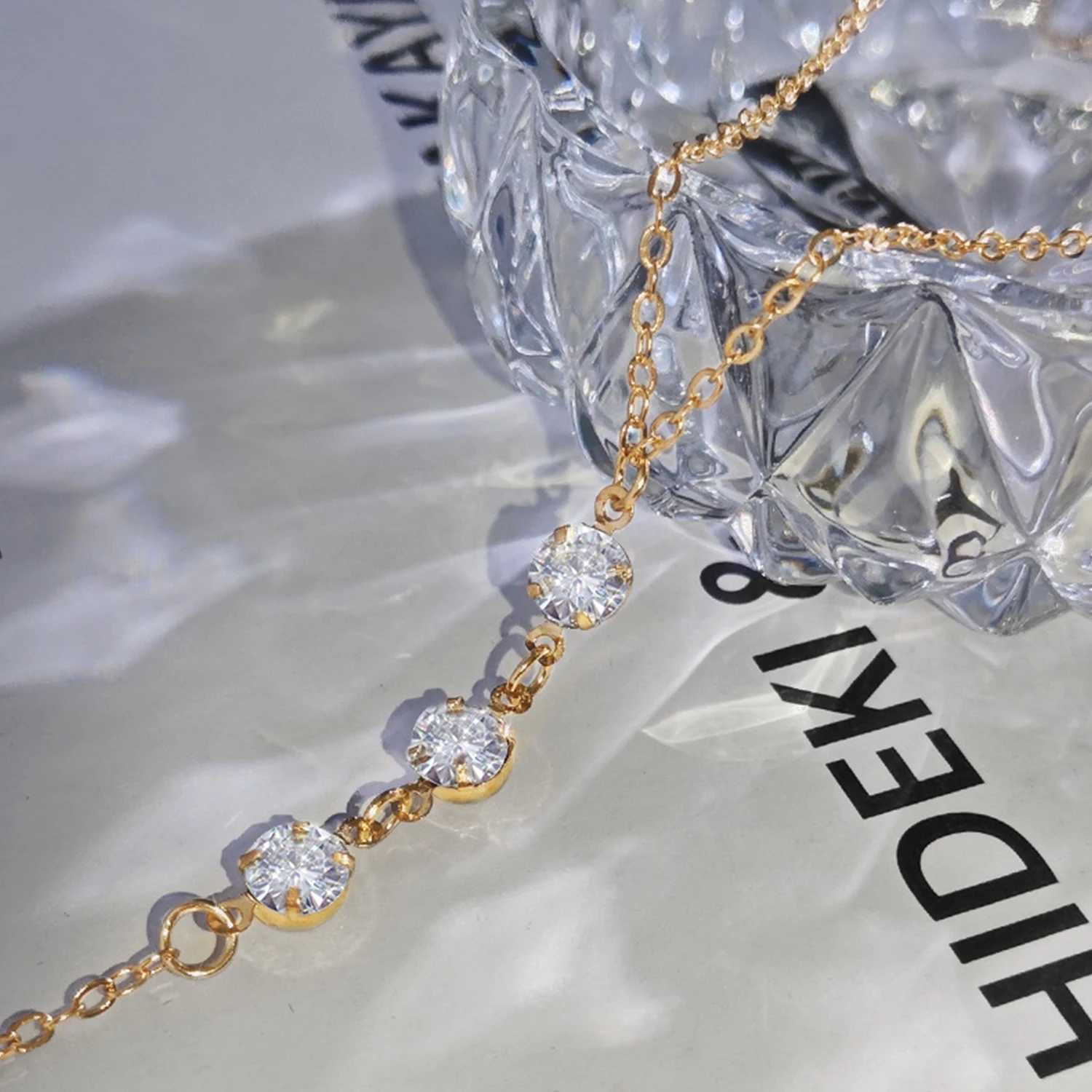 2023 Drop Chain Necklaces For Women Egant Long Crystal Wedding Accories ss Chain Beach JewelryXJ250224