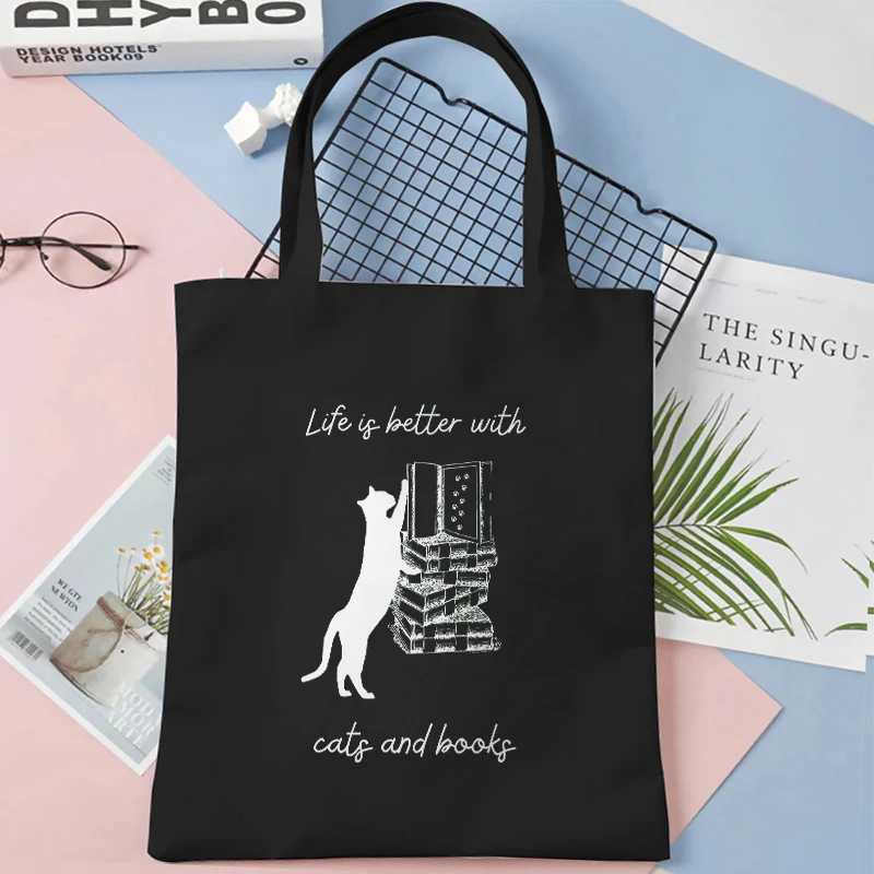 Book Lover Printed Shopping Bag Handbag Shopping Bag Reusable Handbag Black Handbag Travel Handbag Z250224
