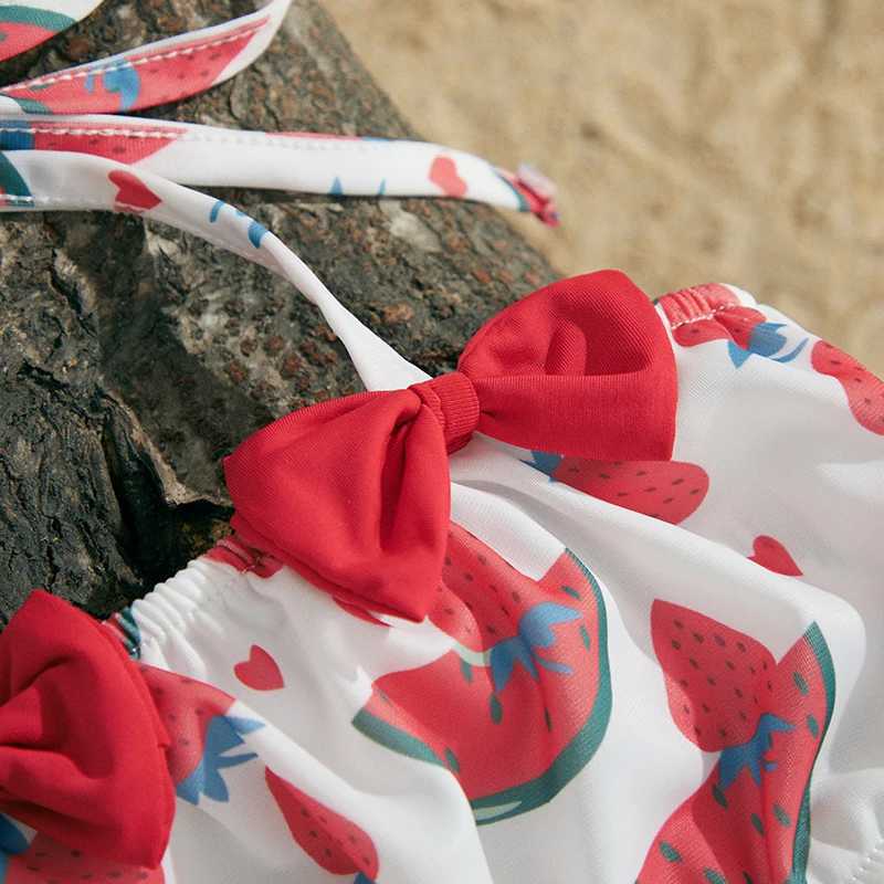 EWODOS 0-24Months Toddler Baby Girl 3pcs Swimsuits Summer Fruit Print Bandage Halter Sleeveless Tops Beach Shorts and Hat Sets X250224