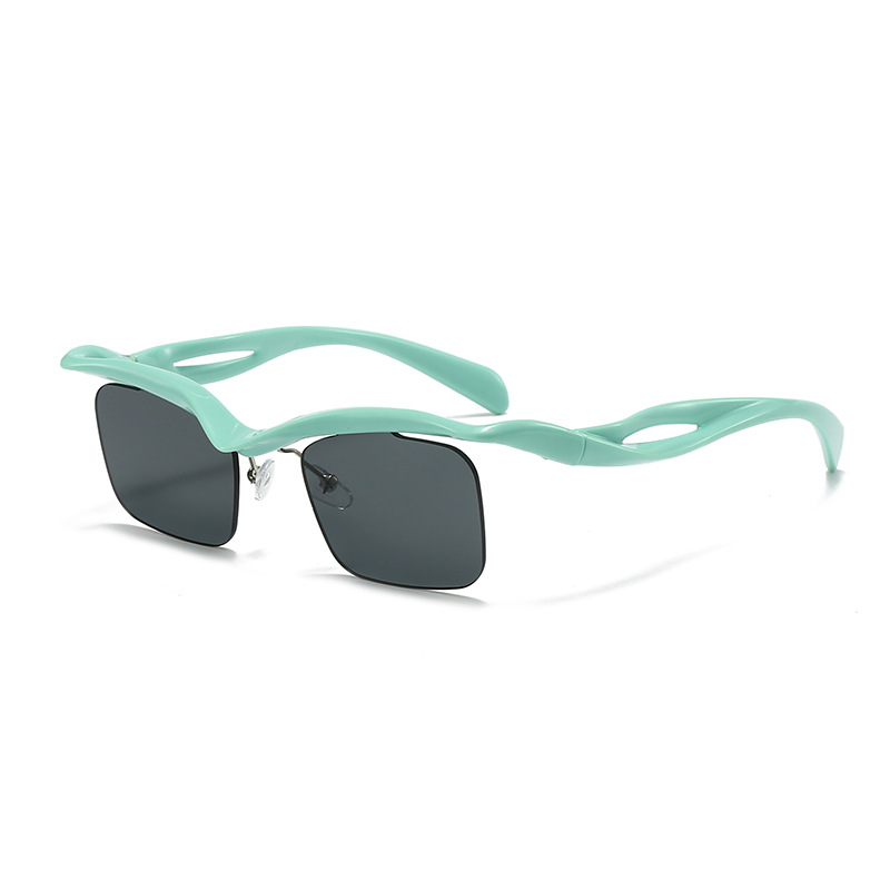 2025 cross-mirror European and American sunglasses, women's square sunglasses, men's fashion anti-ultraviolet half-frame, irregular, framele
