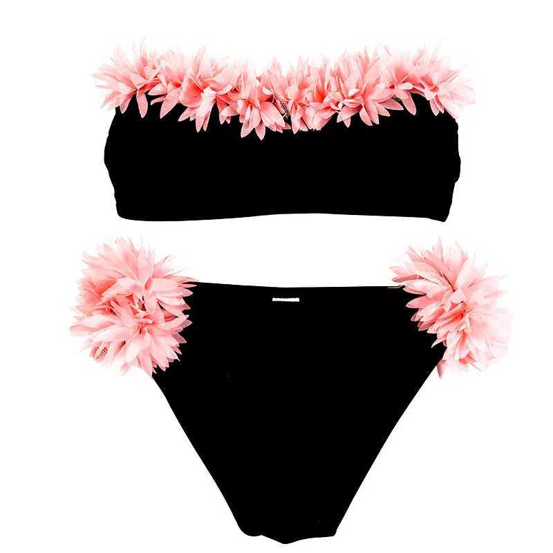 Childrens Swimsuit Set Girls Cute Flowers Two Pieces Swimwear Summer New Kids Fashion Comforts Sleeveless Beaches Bikini 6-12Y X250224