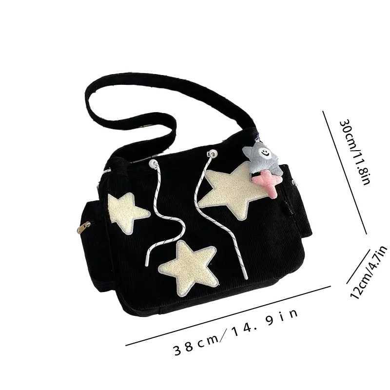 Niche Design Handbag Star Female Student Large Capacity Commuting Tote Corduroy Shoulder Crossbody Bag 2023 New Z250225