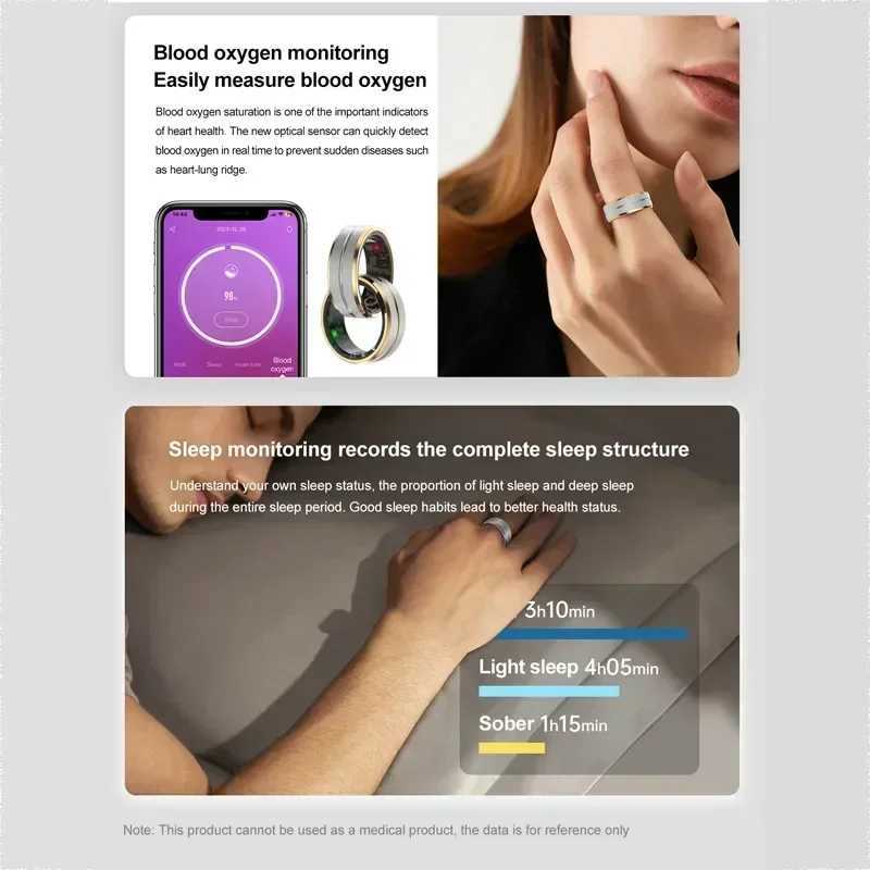 Smart Ring Men Women Steel Shell Sleep Health Monitoring 3ATM Waterproof Multi-sport Modes Ring For Xiaomi For Huawei For IOS W250225