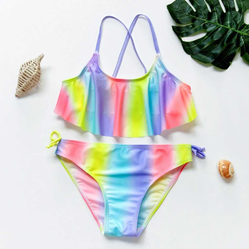 Girls Swimsuit Two Piece Hot Stamping Childrens Swimwear Girls Beachwear X250224