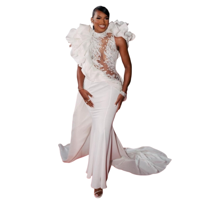 2025 Elegant Mermaid Evening Dresses Illusion Sexy Special Occasion Dress Sequins Lace Appliques Ruffles Prom Pageant Gown For Ladies