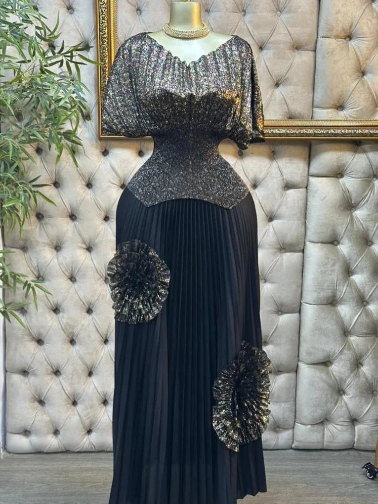 EGRM Fold 2piece Womens Fashion Vneck Short Sleeve Batwing Half Irregular Hemp Top3D Flower Aline Folding Skirt 6R81 250222