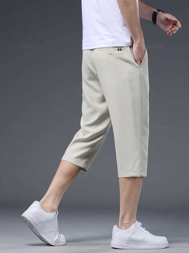 Brand Clothing High-Quality Business Suit Calf-Length Pants Men Pendulous Smooth Solid Color Straight Office Formal Shorts W250225