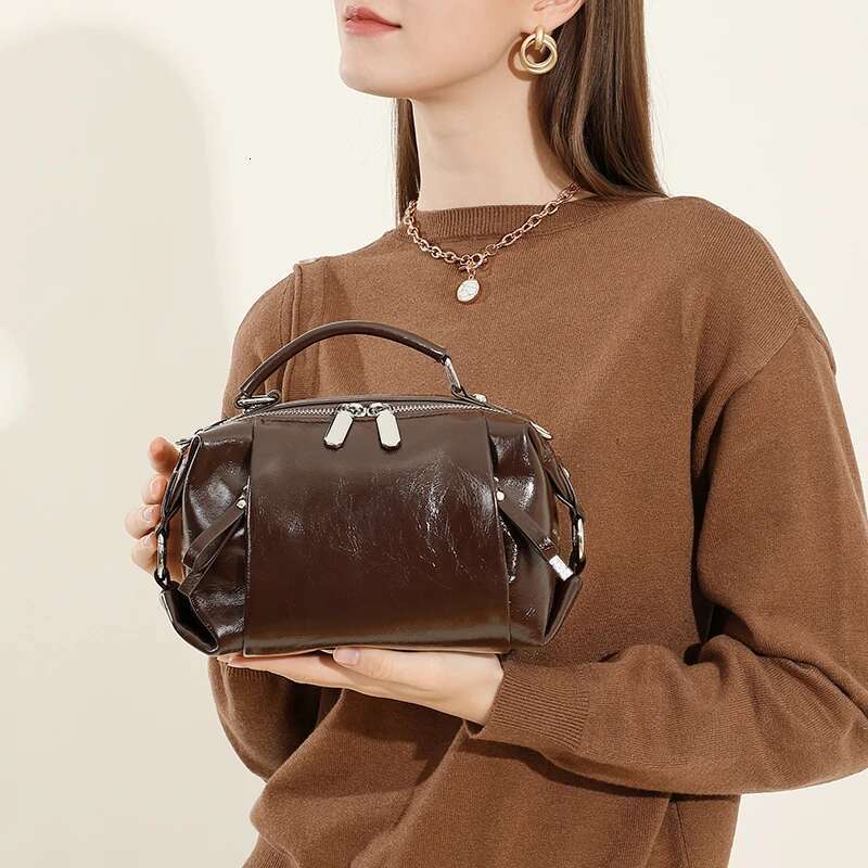 Hifashion Vintage Genuine Leather Pillow Shoulder Crossbody Bags For Women 2025 Designer Top Handle Tote Ladies Handbags