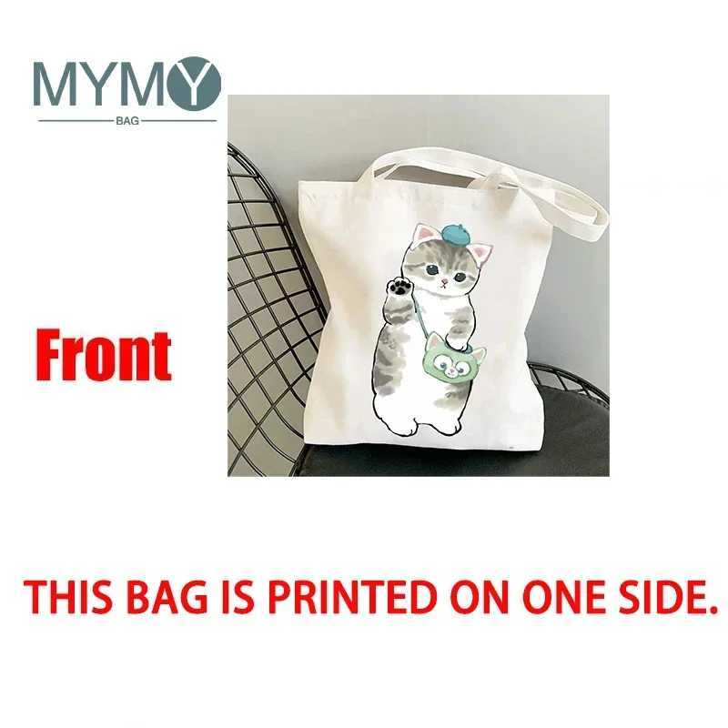 Little Prince Pattern Women Shoulder Bag Canvas Tote Bags Korea Style Reusable Shopping Bag Ladies Daily Versatile White Handbag Z250224