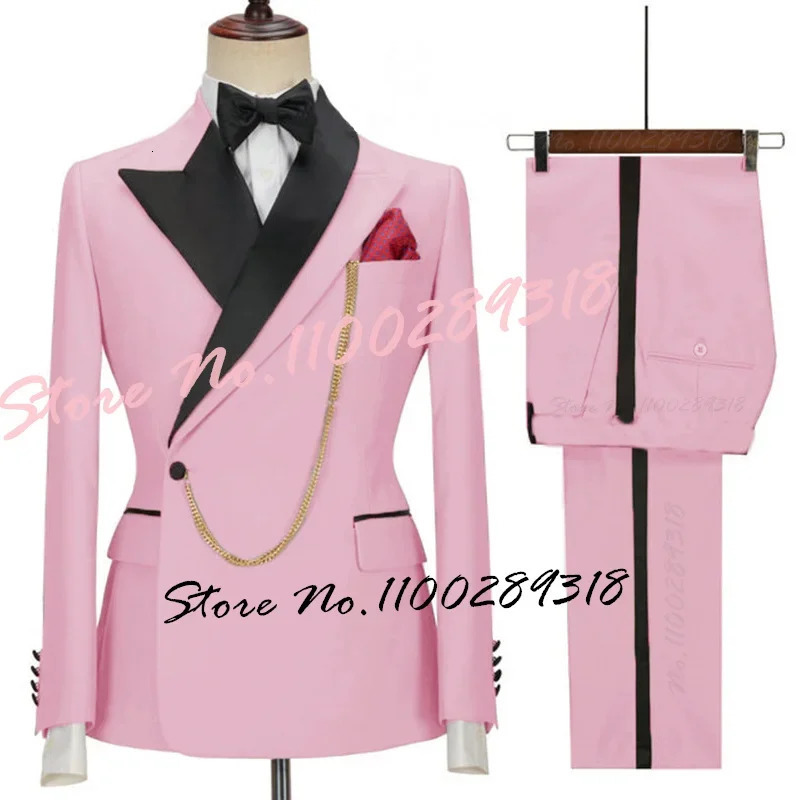 2024 Latest s Men Suit Set Slim fit Groomsmen Groom Wedding Dress Tuxedos Costume Homme Mariage 2PCSBlazerPants 250224