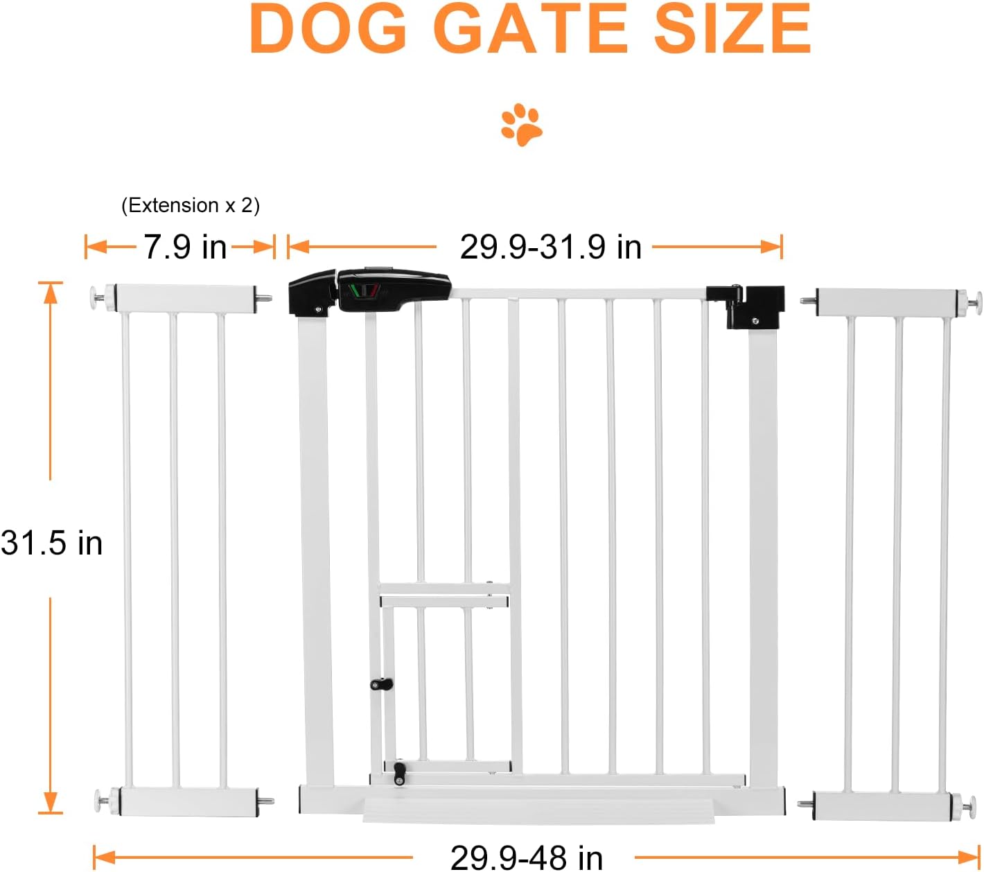 Pet Gate Dogs, Dog Gate Indoor with Cat Door Walk Through Auto Close Pet Gate for Stairs Safety Gate Doggy Gate Pressure Mounted Kit Included