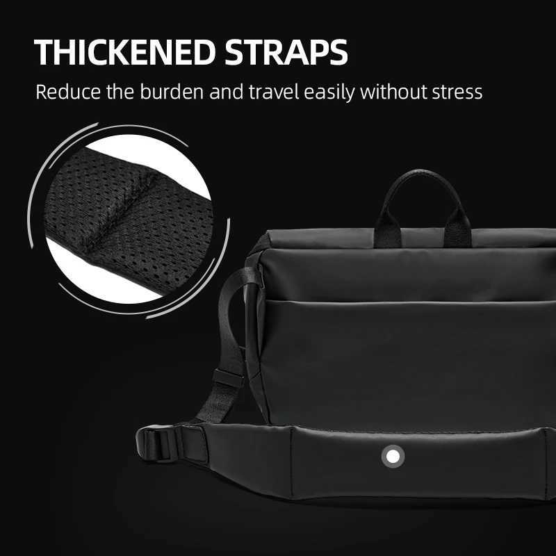 Mens flip side horizontal bag waterproof nylon messenger bag with iPad company unisex travel commuting bag Z250225