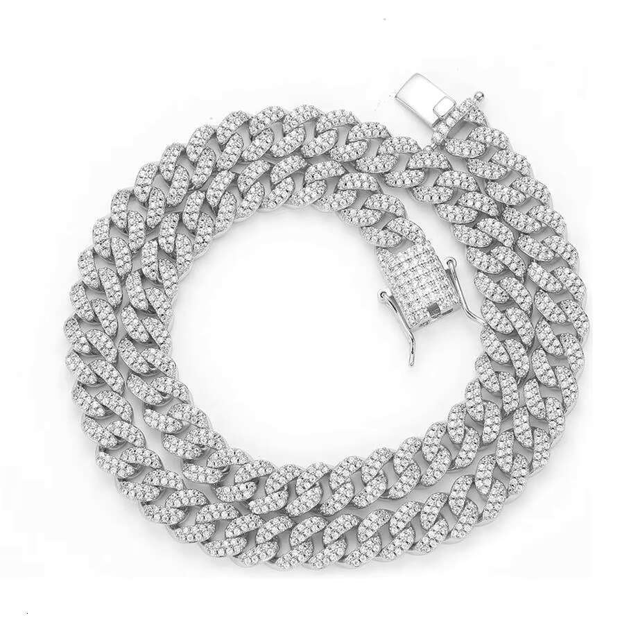 Hip Hop Wholesale Jewelry 9mm Iced Out Zircon 14k Gold Plating Sterg Sier Cuban k Chain Necklace