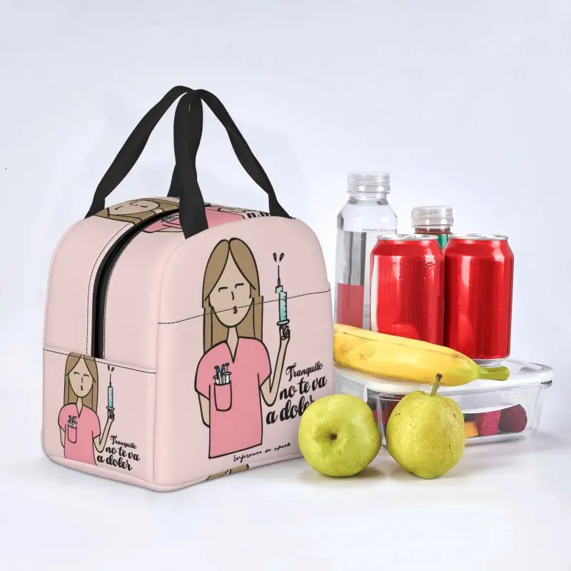 Enfermera En Apuros Doctor Nurse Lunch Bag Women Portable Cooler Thermal Insulated Lunch Box Picnic Storage Food Bento Box 250224