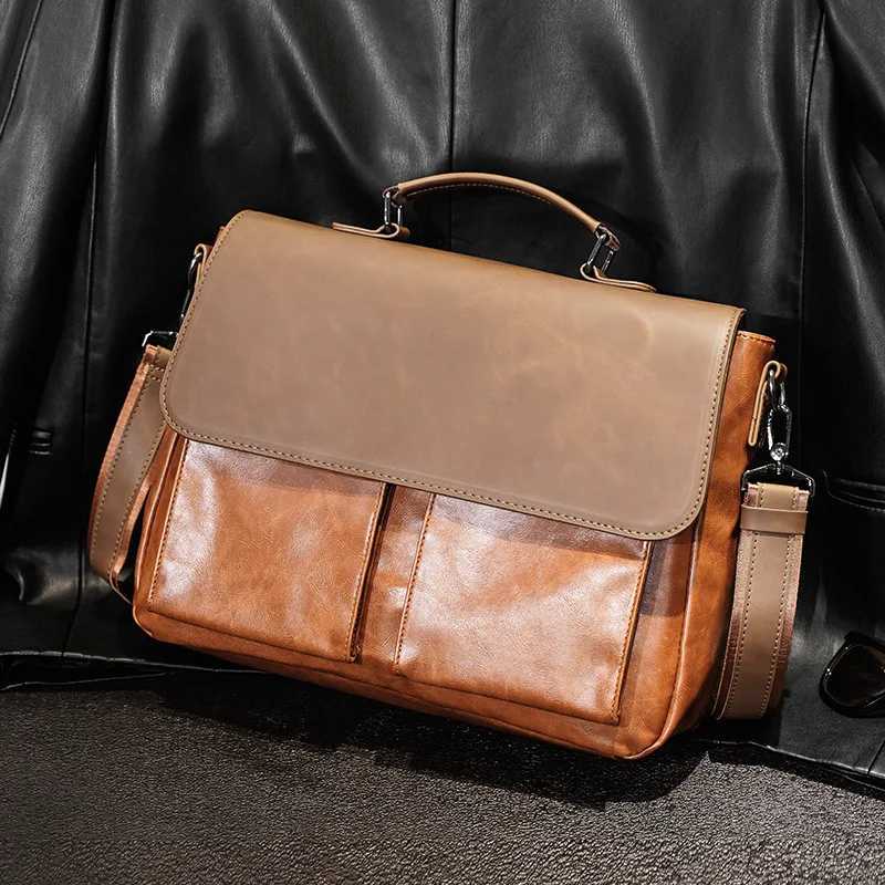 messenger bag mens handbag fashionable business briefcase mens messenger bag large capacity laptop crossover bag Z250225