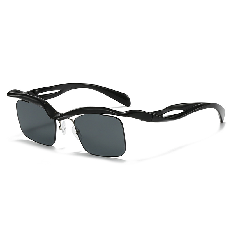 cross-mirror European and American sunglasses, women's square sunglasses, men's fashion anti-ultraviolet half-frame, irregular, frameless su