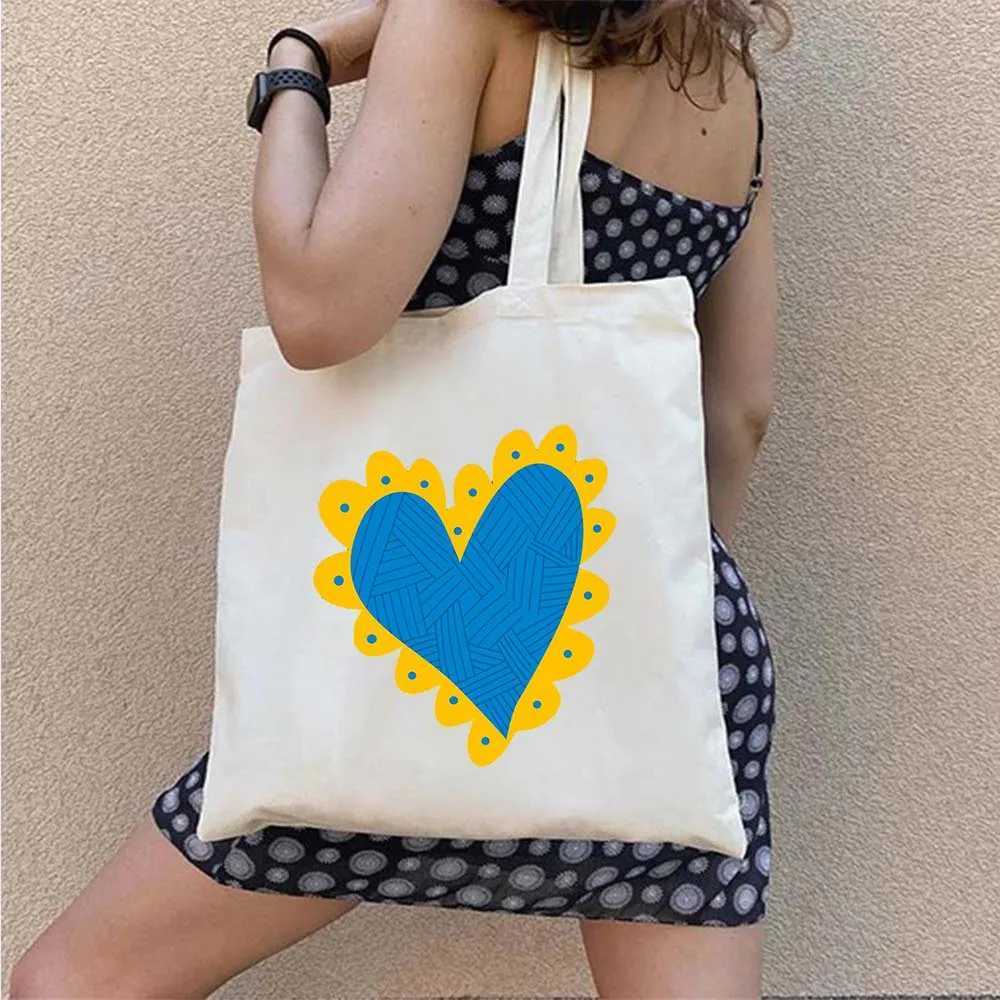 Ukrainian Girl Shopping Handbag UKRAINI Flag Womens Casual Large Capacity Tote Bag Female Harajuku Canvas Shopper Shoulder Bags Z250224
