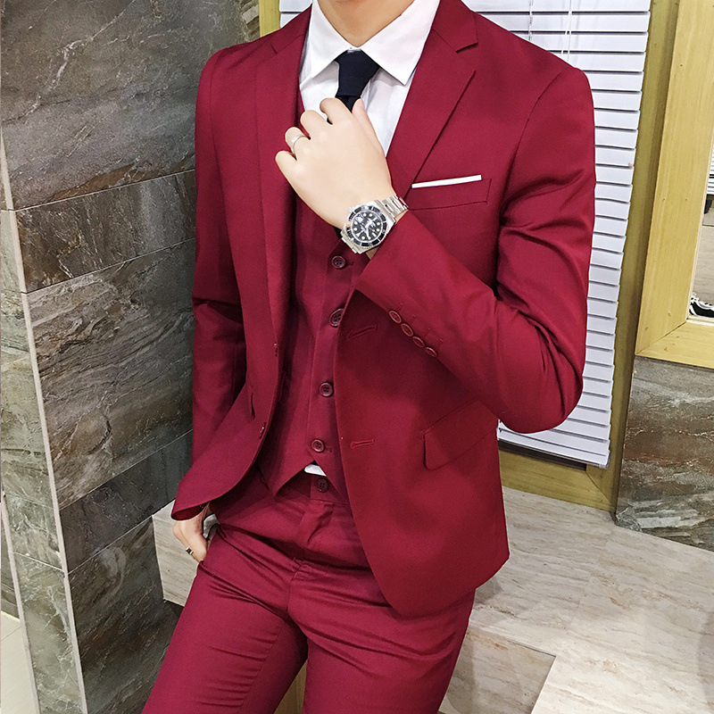 Y2251Sophisticated Formal Wear: Men's Tuxedo Style Three Piece Suit with Waistcoat
