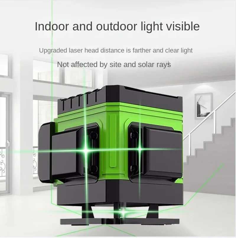 High Precision360 Self-leveling Laser Level Instrument with2 Li-ion Battery High Power Green Laser 3D/4D 12/16 Lines Laser X250225