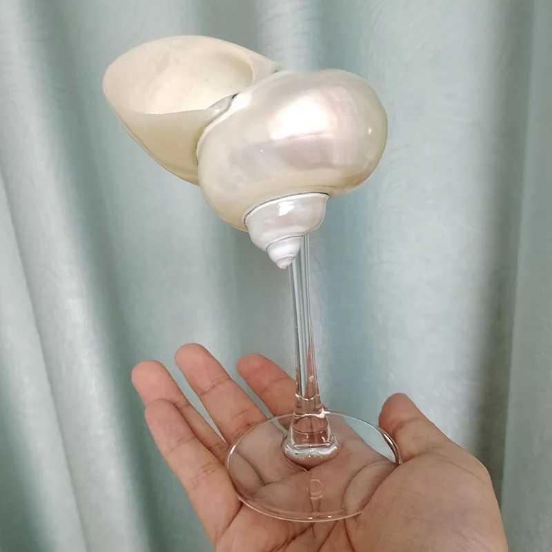 Natural Conch Shell Wine Glass Cup Handmade Wedding Glasses Martini Glasses Goblet Cocktail Drinkware Drinking Stemware GiftsXJ250225