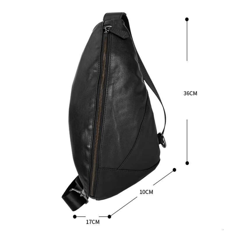 Fashion Genuine Leather Men's Chest Pack Shoulder Messenger Sg Small Leisure Bag Crossbody Black M129