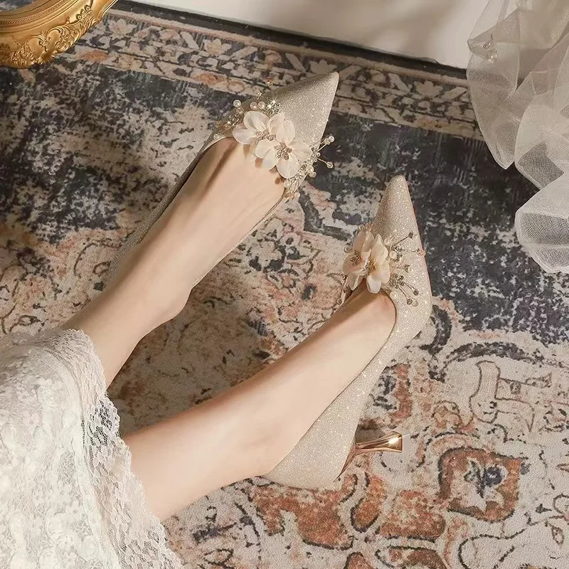 Fashion Comfortable High Heel Shoes Women 2024 Elegant Pointed Toe Shallow Mouth Slim Heel Shoes for Women 250218