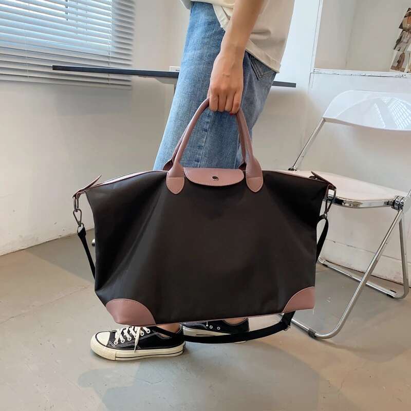 Tiptoegirls Panelled Patchwork Lady Anti-Tear Nylon+Leather Large Totes For Women Fashion Simple Leisure Shoulder Bag