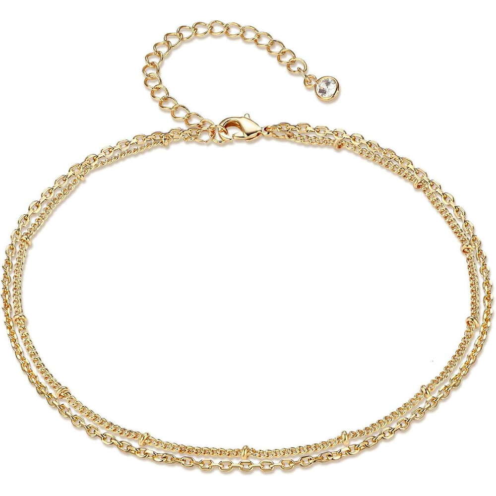 kle Bracelet,Tiny Bead Anklet Dainty White Cubic Zirconia Cross Tassel Chain Cute Lucky Moon Evil Eye Foot Jewelry Boho Anklets for Women