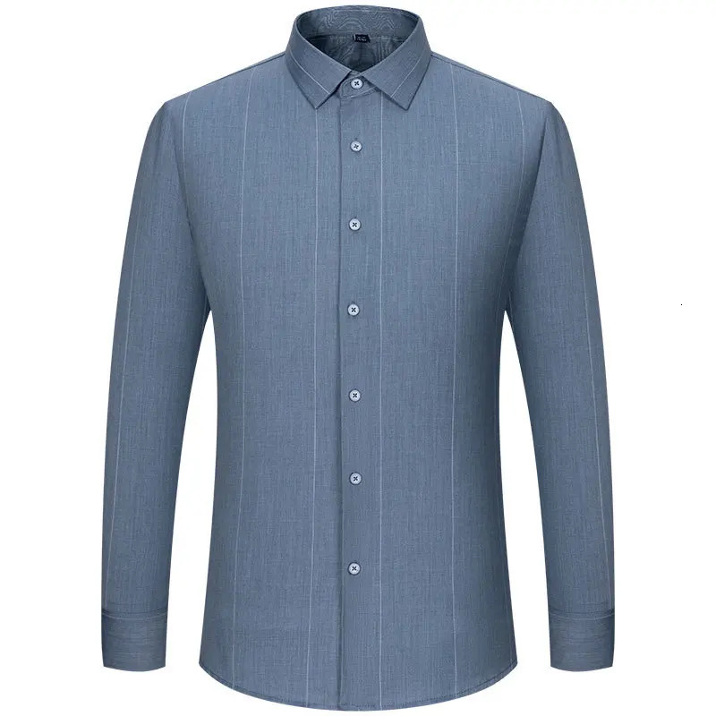 Bamboo Fiber Mens Striped Shirt Long Sleeve Antiwrinkle Nonironing Formal Soft Fashion Casual Business Office Social Shirts 250222