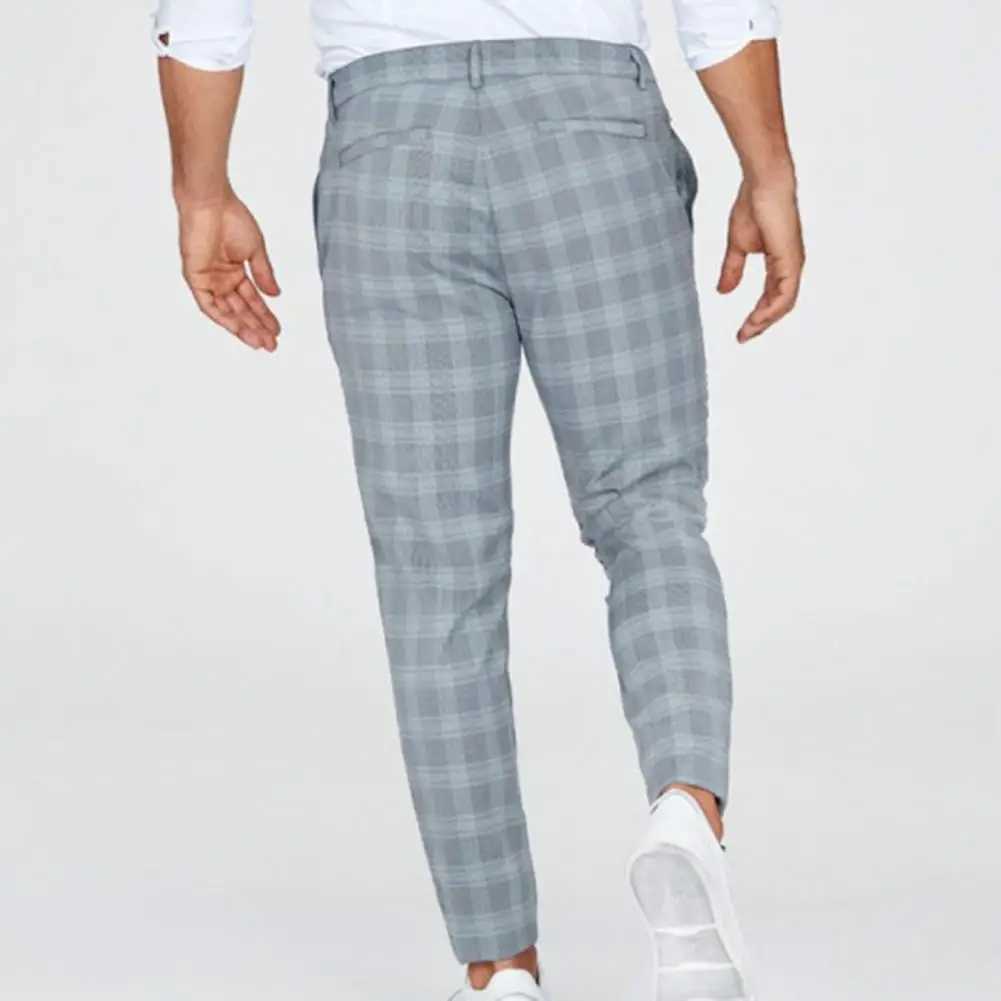 Mens Trousers Plaid Loose Autumn Winter Vintage Pencil Pants Checkered Pattern Business Casual Straight Mens Pants for Daily Wear W250225