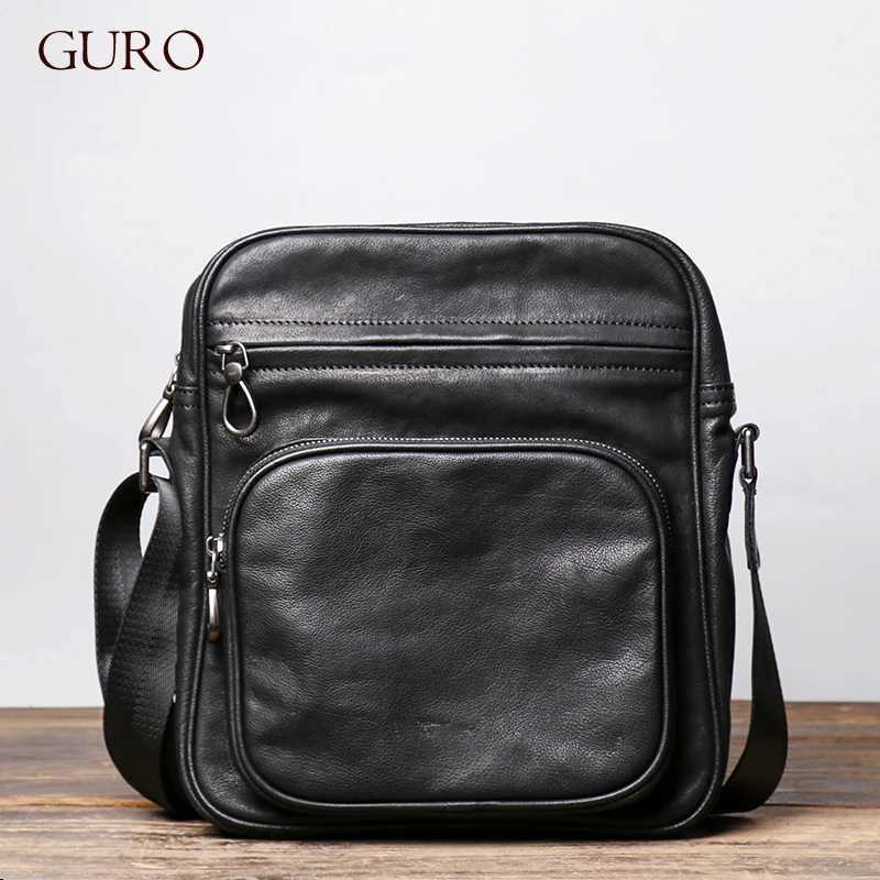 GURO Mens Genuine Leather Shoulder Bag Luxury Design Trend Crossbody Top Layer Cowhide Messenger Bag Daily Casual Business Bags Z250225