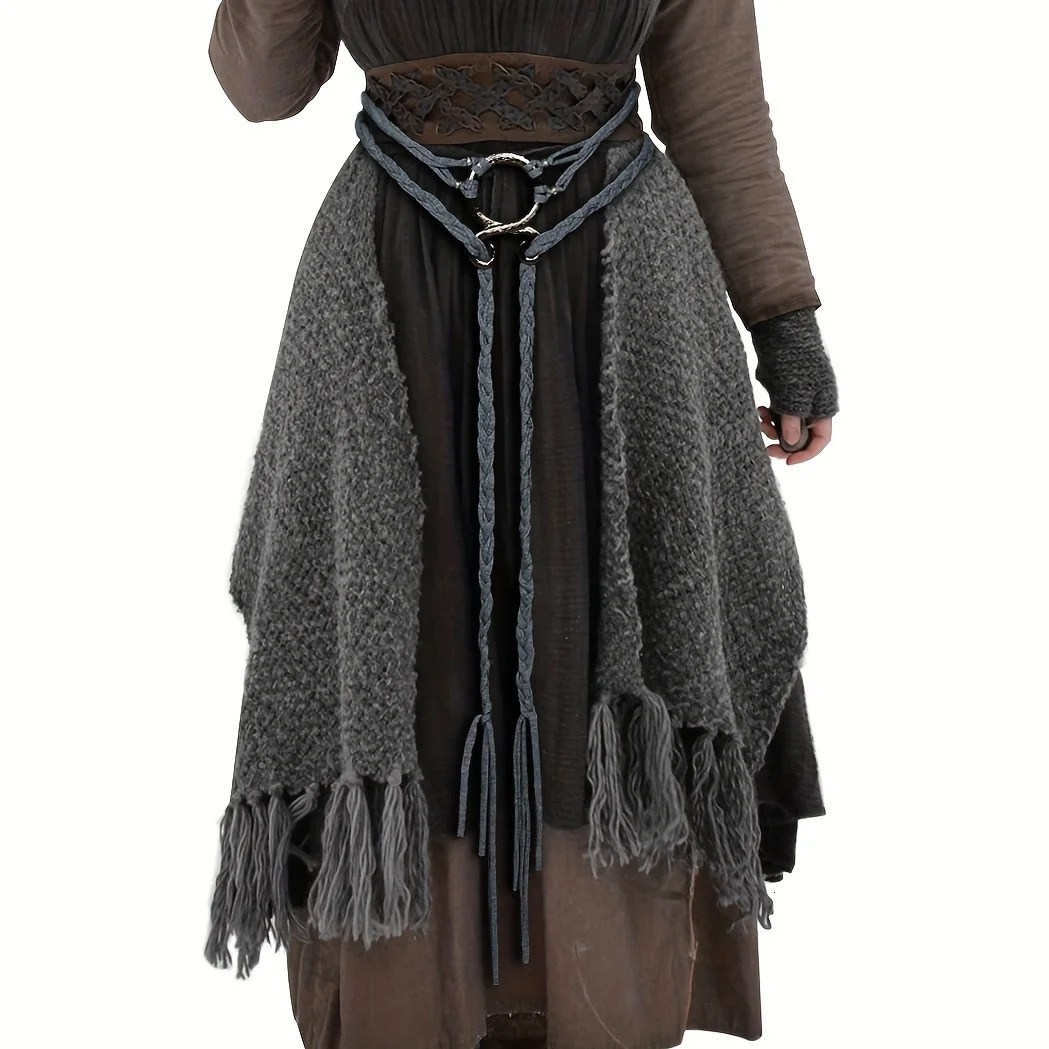 Womens Nordic Style Long Rope Knot Belt Fashion Troll Cross Waist Chain Shaman Pagan Viking Accessories 250221