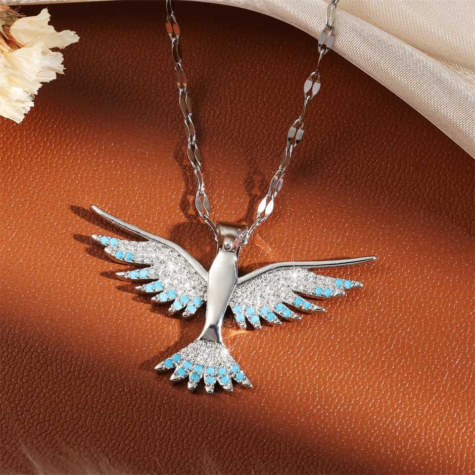 Trendy Phoenix Stainless Steel Cubic Zirconia Necklaces For Wen Men Gold Color Metal Crystal Necklace Party ryday Jewelry X250224