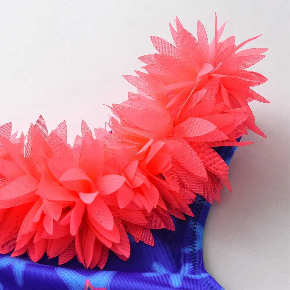 DXTON girls swimsuit summer starfish print 2-piece bikini set shoulder girls swimsuit childrens beach wear swimsuit X250224