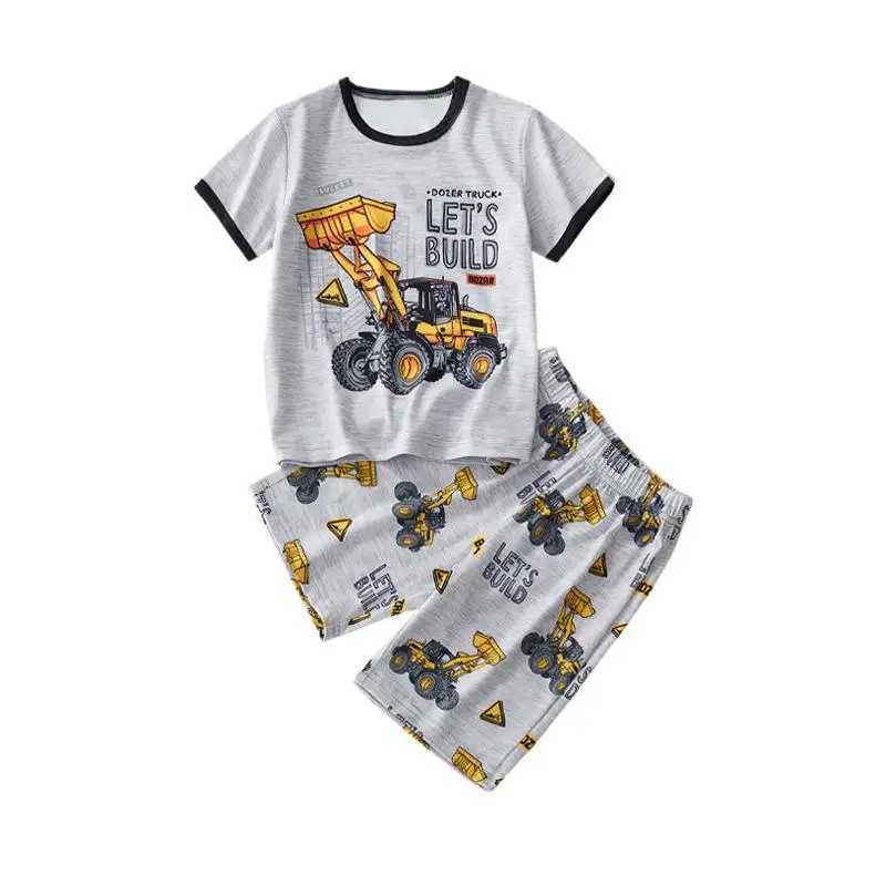 Summer 2-8Y Kids Boys 2PCS Clothes Set Cotton Dinosaur Print Children Boy Tees Suit Cool Contrast Shorts Infant Baby Boy Outfits X250224