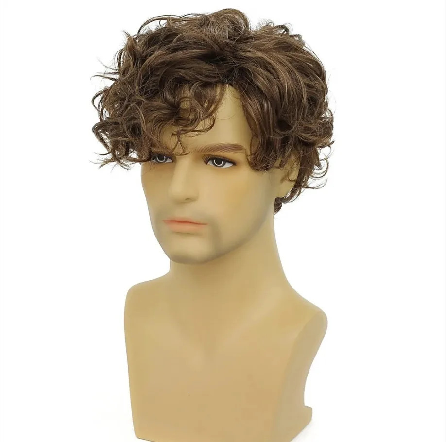 Synthetic Wig Male Short Curly Hair Fashion Age Reduction Simulation Hair Role Play Light Breathable Wig Full Head Cover 250224