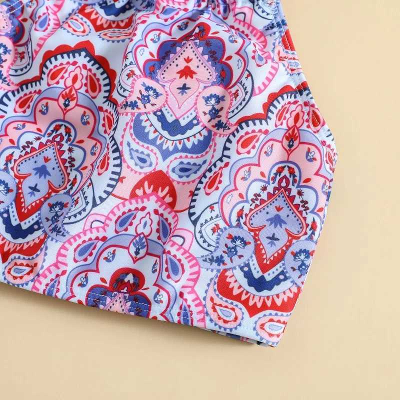 2pcs Girl Swimsuit Sling Top With Bikin Shorts Baby Toddler Kids Printed Quick Dry Swimwear Fashion Bathing Suit Surf Wear X250224