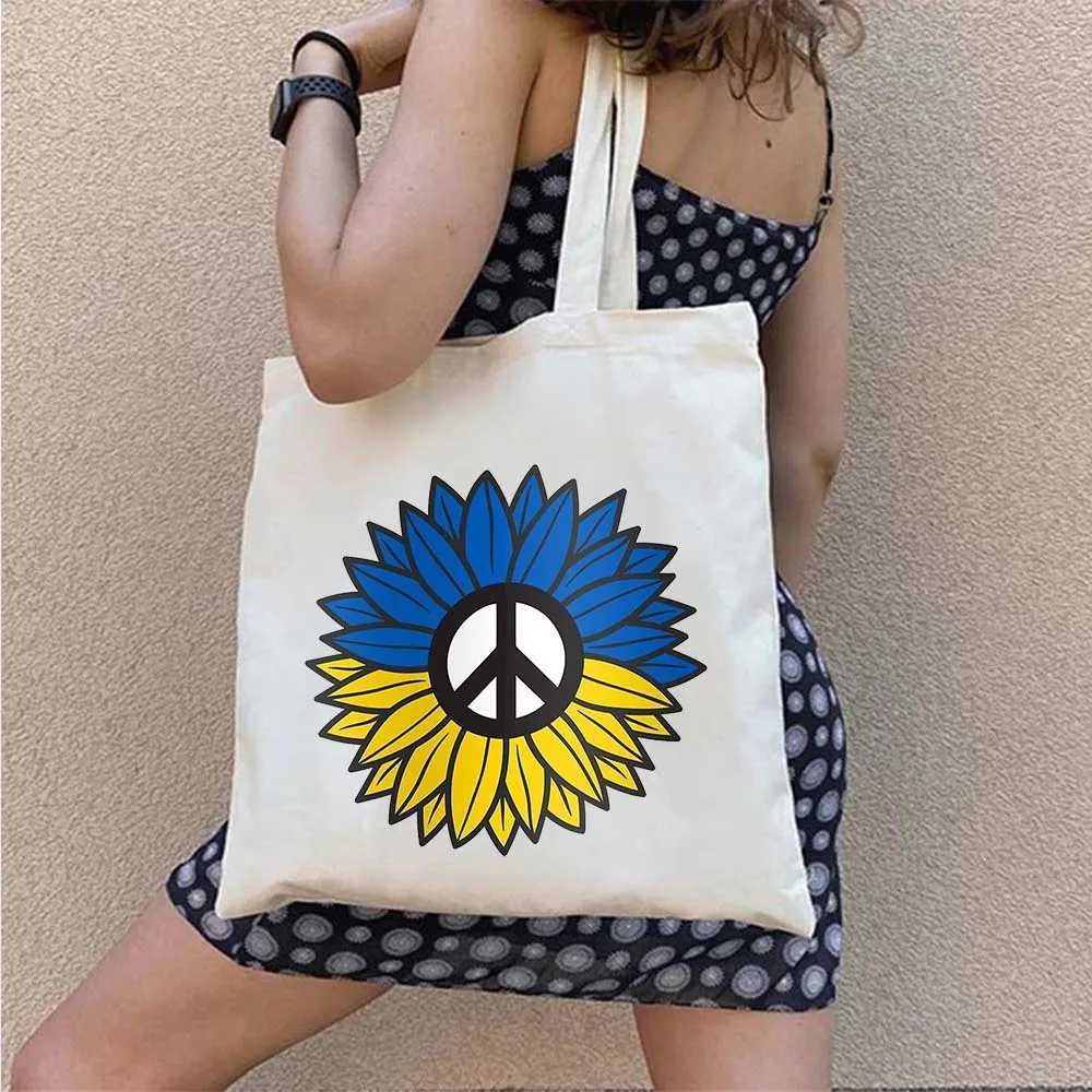 Ukrainian Girl Shopping Handbag UKRAINI Flag Womens Casual Large Capacity Tote Bag Female Harajuku Canvas Shopper Shoulder Bags Z250224