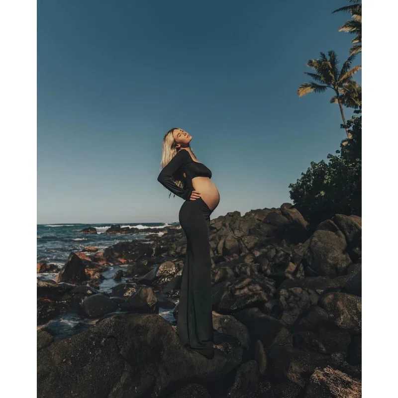 Maternity Women Open Belly Stretchy Dress Long maternity dress PhotoShoot dress for pregnant vestidos para embarazadas X250224