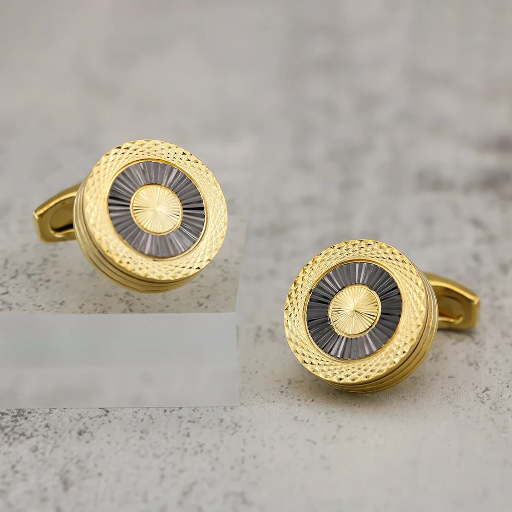 High Quality Brass Material French Shirt Cufflinks Light And Elegant Double-Layer Electroplated Contrasting Color 250220